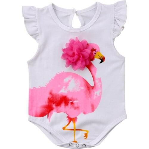 Summer Newborn Baby Girl 3D Flower Fly Sleeve Animal Jumpsuit Bodysuit Outfits Size 0-18M
