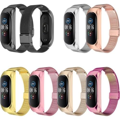 Metal Bracelet Strap For Xiaomi Mi Band 5 4 3 Wrist Bracelet Screwless Stainless Steel Band Wristband Strap For Mi Band 5 4 3