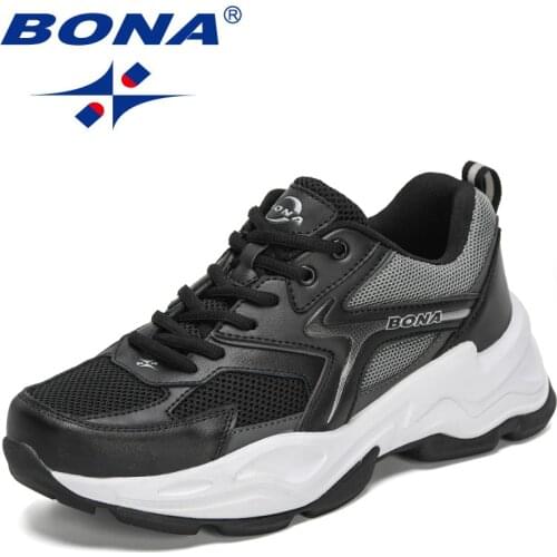 BONA 2021 New Designers Action Leather Running Shoes Men Outdoor Lightweight Sports Shoes Mansculino Walking Jogging Footwear