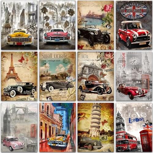 5D DIY Diamond Painting Kit Paint landscape VW car bus Eiffel tower Full Square&Round embroidery mosaic Cross stitch home decor