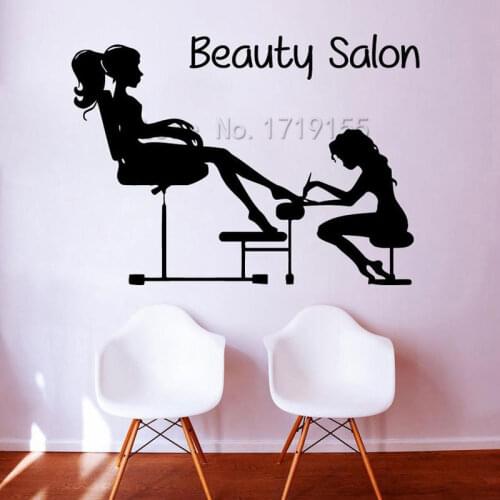 Pedicure Wall Stickers Girl Nails Manicure Cosmetics Decal Women Beauty Salon Decor Vinyl Decal Home Interior Design DIY ZW436