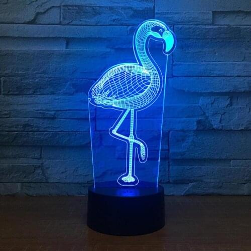 7 Color Changing Cartoon 3D Flamingo Modeling Night Light USB LED Table Lamp Home Office Bedroom Decoration Gifts