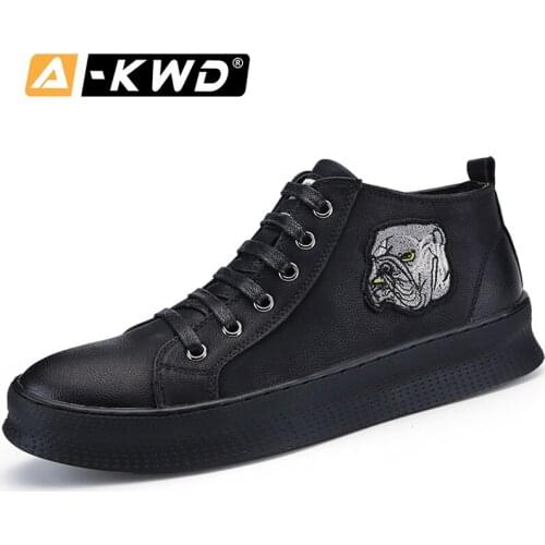 New Fashion High Top Casual Shoes Chausseur Homme Black Leather Shoe Luxury Brand Sneakers Man Light Black Shoes Classic Vesonal