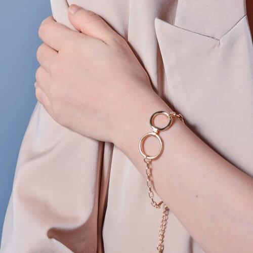 2020 New Cool Double Ring Metal Bracelet Jewelry Women Fashion Personality Valentines Day Gift Designer Bracelet