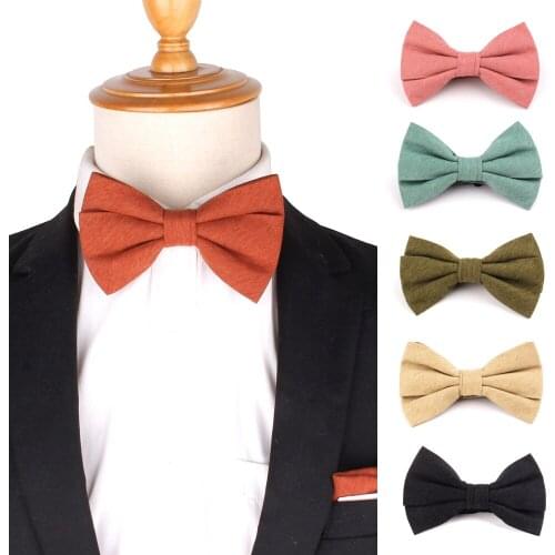 Solid Bow Tie For Men New Cotton Wedding Bowtie Tuxedo Adjustable Bow tie For Wedding Party Boys Girls Bow ties Butterfly Cravat