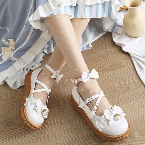 Authentic Original Lolita Shoes Bowknot Small-Large Size Children Student Girl Pumps cosplay shoes gothic shoes kawaii shoes