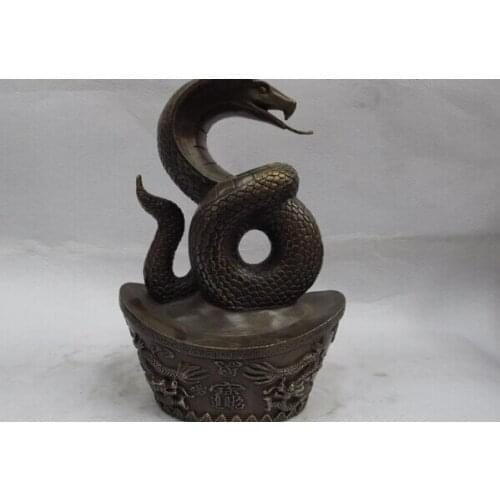 Song voge gem S1250 Chinese folk bring good luck Snake bronze statue and the God of wealth statue