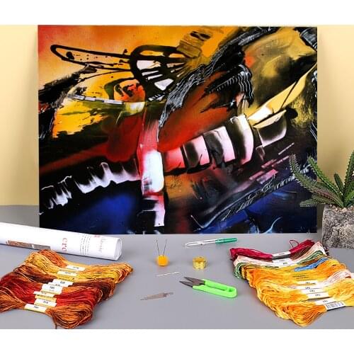 Landscape Untitled Printed Water-Soluble Canvas 11CT Cross-Stitch Embroidery Full Kit DMC Threads Sewing Craft Decor