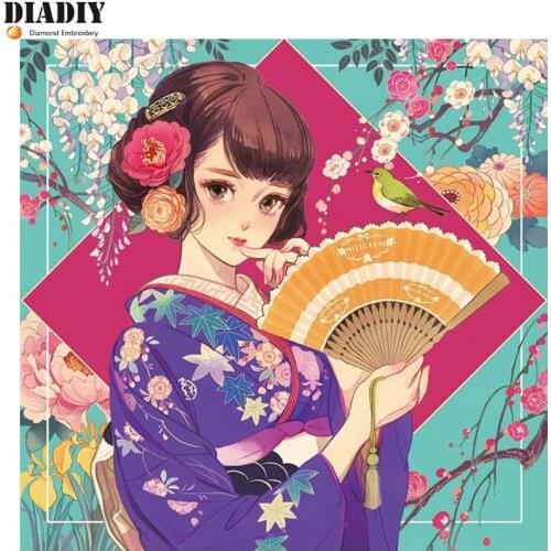 Full round Diamond 5D DIY Diamond Painting Japanese beauty Embroidery Cross Stitch Rhinestone Mosaic Painting Decor
