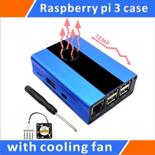 Raspberry Pi 3,Pi 2, B+ Aluminum Case With Fan(Blue)