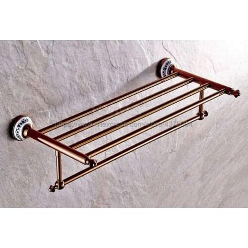 Rose Gold Color Toilet Towel Holder Towel Rack Shelf Solid Holder Brief Fixed Bathroom Accessory Nba383