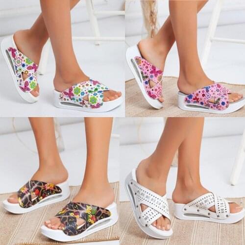 Womens Slippers Cozy Summer Beach Doctor Cross Orthopedic High Heel Air Sole Anti-Slip Clogs Medical Shoes Casual Sandal Nurse