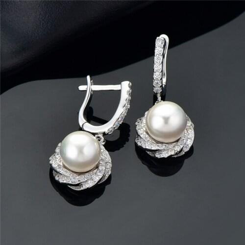 Women Twist Cluster Dangle Drop Freshwater Pearl Clip Earrings Girls Gift Accessory Jewelry Real 925 Sterling Silver Earrings