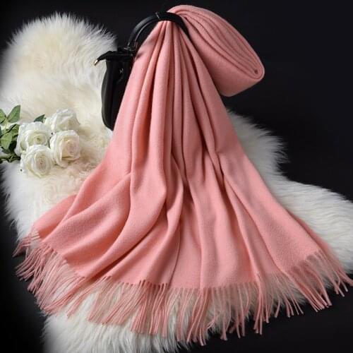 100% Wool Scarf for Women 2020 Winter Thick Warm Tassels Echarpe Fine Wool Shawls and Warp Ladies Cashmere Scarf Foulard Femme