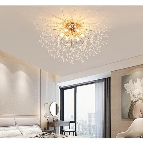 Modern Crystal Chandelier LED Flush Mount Lamp Dandelion Cristal Chandelier Lighting for Living Dining Room