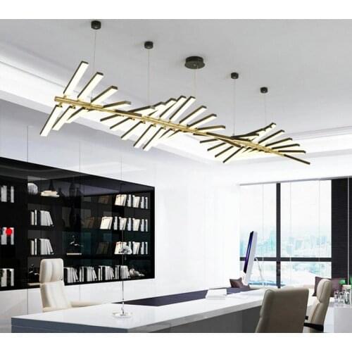 Modern Design Black White Led Square Long Chandelier with Remote Control for Bedroom Living Dining Room Office Indoor Room Decor