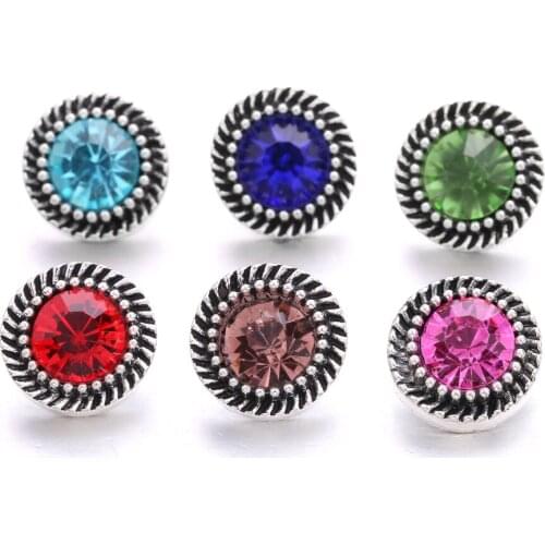 Rhinestone Mini Buttons Charms 12mm Metal Snap Button for snap jewelry XH6022