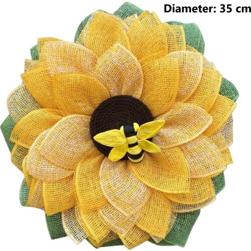 Home Fashion Decoration 33x33cm Bee Sunflower Wreath Artificial Garland Hanging Pendants for Home Decor Indoor Accessories