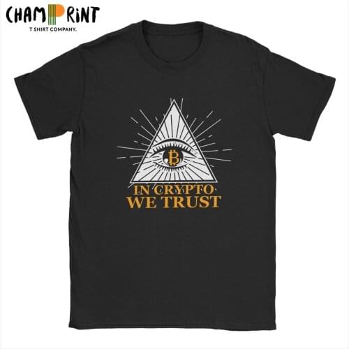 In Crypto We Trust Bitcoin T Shirts Men 100% Cotton Vintage T-Shirt Round Neck Tees Short Sleeve Clothes Plus Size