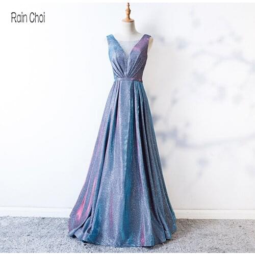 V Neck Evening Dress Floor Length Party Gowns Long Formal Prom Dresses