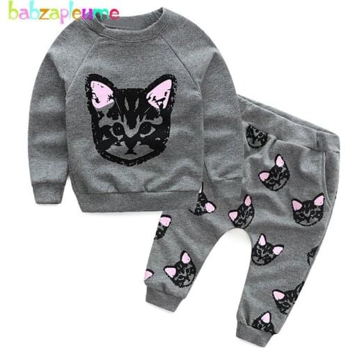 2PCS/2-6Years/Spring Autumn Baby Girls Clothes Kids Sets Cartoon Cute Cotton T-shirt+Pants Sport Suits Children Clothing BC1010