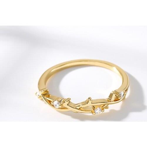 Zircon Branch Engagement Wedding Rings For Women Rose Gold Silver Color Copper Female Knuckle Ring Fashion Party Finger Jewelry