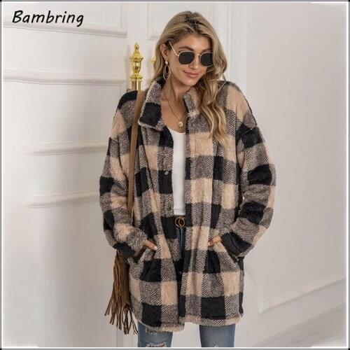 Winter Fashion New Plaid Loose Knit Cardigan Women Casual Long Sleeve Pocket Thick Warm Streetwear Knit Sweater Cute Top 2020