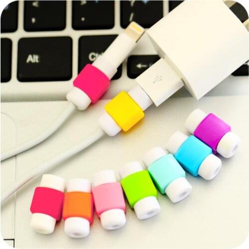 10pcs/lot Cute Cable earphones Protector For iPhone USB Colorful Data Charger Earphone Cable Cover protetor de cabo