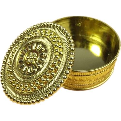 20pcs Baby Shower Kids Birthday Party Decor Gift Box Plating Gold Silver Dot Petal Round Plastic Candy Box Wedding Favor Boxes