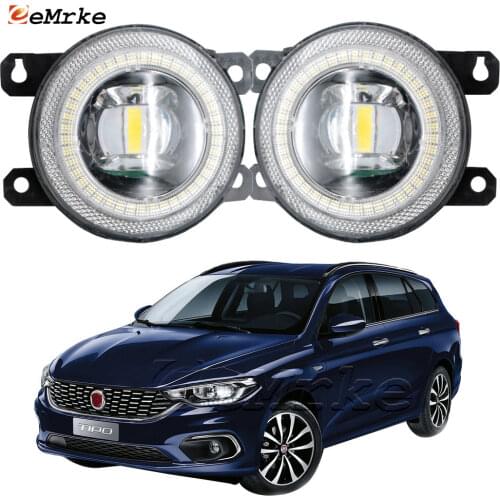 2x Led Angel Eye DRL for Fiat Tipo Estate/ Hatchback 357 2016-2020 2021 LED Fog Lights Assembly Lens Daytime Running Light 12V