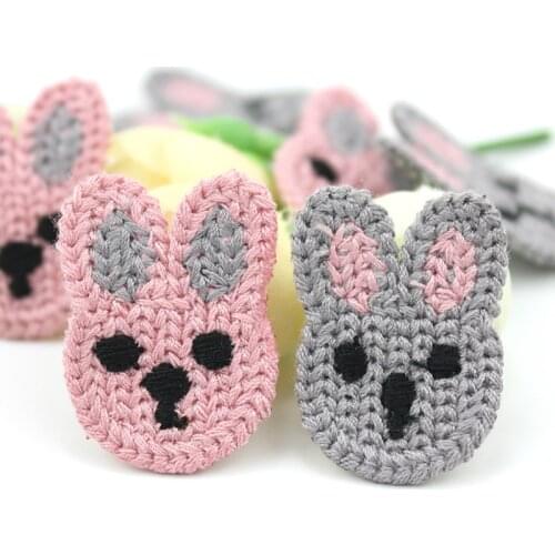 24Pcs 2*3cm Bunny Woolen yarn Sew on patches For Clothing Handmade Babys Headwear Accessories Appliques Decor Crafts wholesale