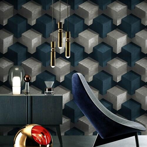 3D Geometry Square Lattice Wallpaper For Walls Roll PVC Waterproof Vinyl Wall Paper Bedroom Living Room TV Background Home Decor