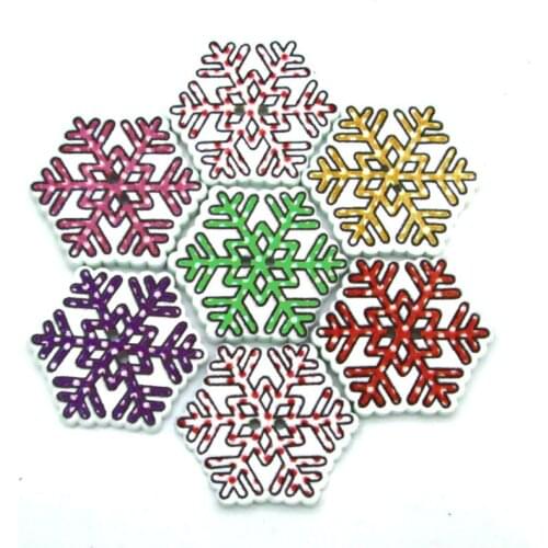 50pcs Mixed Snowflake Wooden Sewing Buttons For Clothing Needlework Scrapbooking Wood Botones Decorative Crafts Diy Accessories