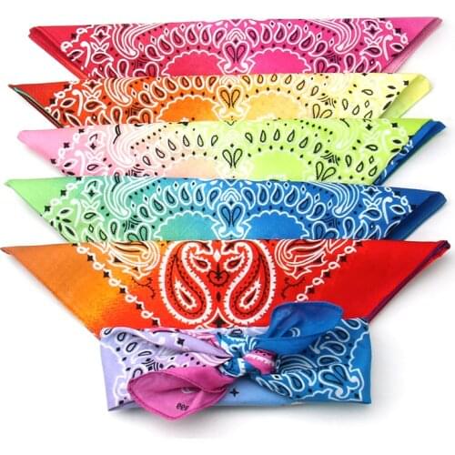 55x55cm Tie Dye Gradient Color Square Head Scarf For Women Men Hip Hop Scarf Bandanas Headband Neckerchief Hair Accessories