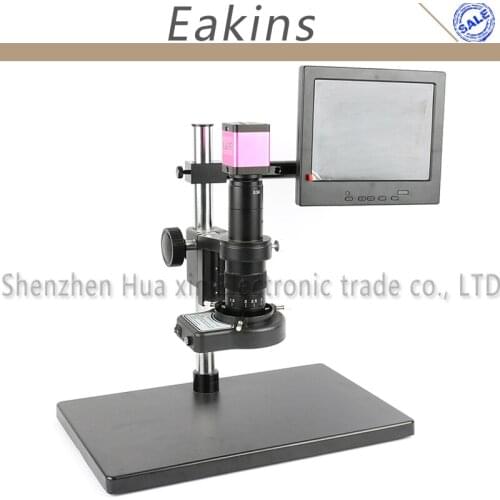 720p HDMI HD Industry Video Microscope Camera Set+Big Stand+180X/300X C-MOUNT Lens+144 LED Light+8" LCD Monitor For Phone Repair