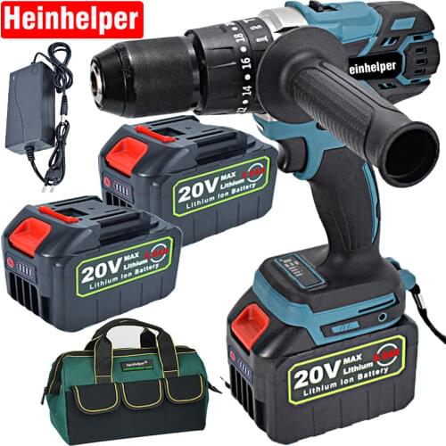 20V Electric brushless Cordless Screwdriver Impact Drill Driver Rechargeable DIY Hand Strong power Power Tools Li-Ion Batteries