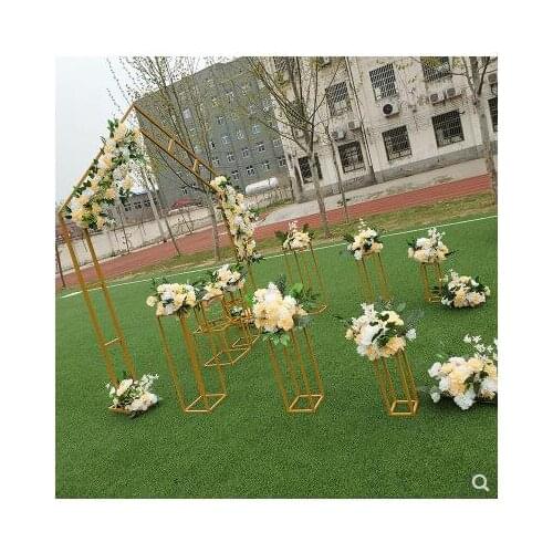 New double - pole house reinforced arch wedding props wrought iron diamond pentagonal six - sided frame stage ceremony door