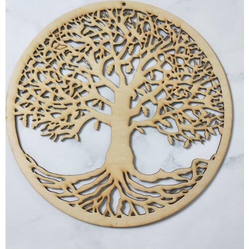 Tree of Life Shape Laser Cut Wood Wall Art Home Decor Handmade Craft Making Sacred Geometry Ornament Hang Wooden Wall Sign
