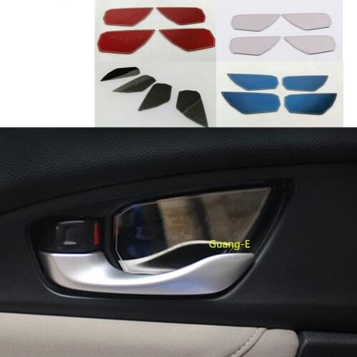 For Honda civic 10th sedan 2016 2017 2018 2019 Car Body Cover Stick Trim Stainless Steel Door Inner Handle Bowl Frame Panel