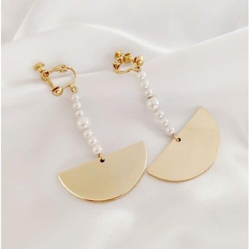 EM193 Simple Punk Style Geometry Imitation Pearl Alloy Earring Clip Fashion Ear Cuff Earrings Personality Jewelry Wholesale