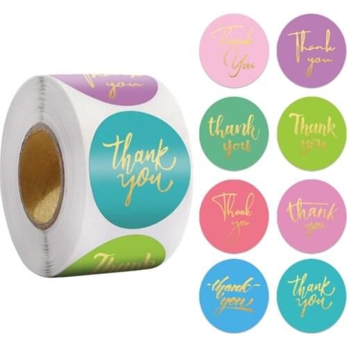 Thank You Sticker 500Pcs Per Roll 1 To 1.5 Inch Xmas Gift Packaging Decoration Envelope Seals Labels