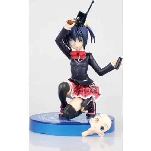 15cm Love, Chunibyo & Other Delusions anime figurine Takanashi Rikka Holding a gun Changeable face PVC figure toys for kids