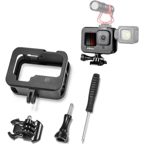 For GoPro hero 9 aluminum alloy Protective Frame Case Camcorder Housing Case withcold shoe ports Action Camera Accessories