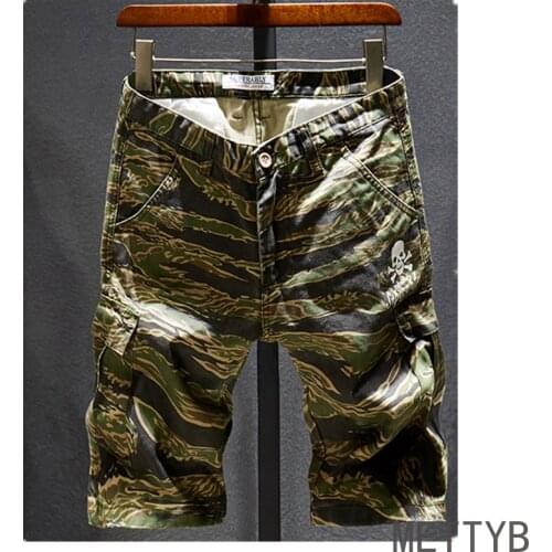 Tiger Patterned Camo Shorts American Half Pants Retro Cargo Shorts Casual Tactical Pants Summer Shorts