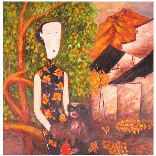 Chinese Style Sexy LADY Tree Living Room Restaurant Interior Decoration Picture Wall Art Hand Painted Oil Painting