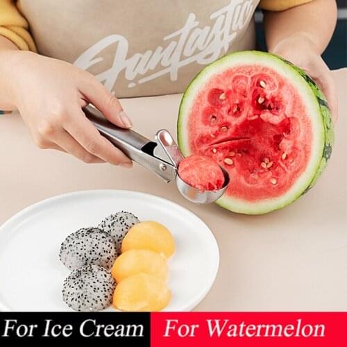 Stainless Steel Ice Cream Scoops Stacks Fruit Watermelon Baller Scoop Cookie Frozen Yogurt Biscuit Ice Cream Spoon Kitchen Tools