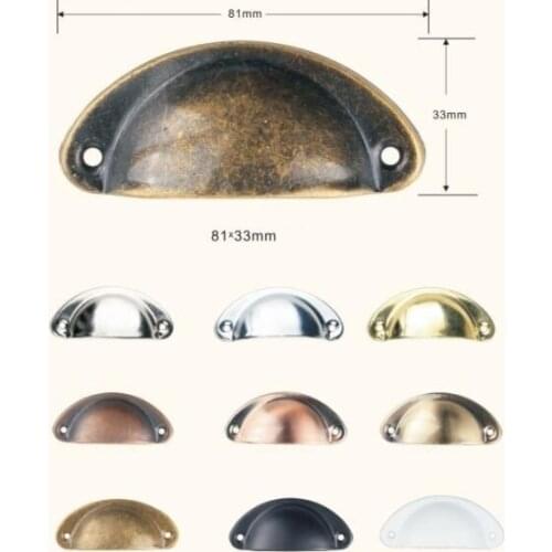 Retro Metal Kitchen Drawer Cabinet Door Handle Furniture Handware Cupboard Antique Brass Shell Pull Handles YH1602