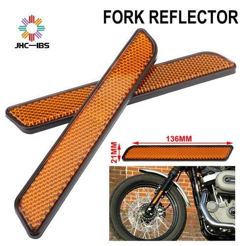 Motorcycle 2PCS 136*21MM Front Fork Reflector Lower Legs Slider Safety Warning For Harley Dyna Softail Sportster 883 1200 Fatboy