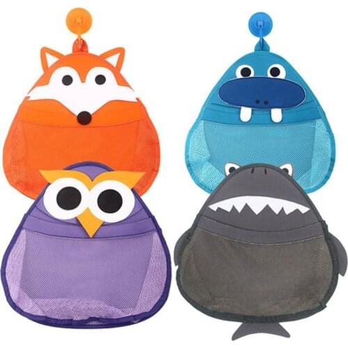 Cartoon Shower Storage Bags For Babies and Children Receive Hanging Bags Distribution with Hooks Waterproof Bathroom Mesh Bags