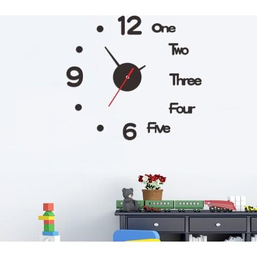 Wall Clock DIY 3D Mirror Acrylic Number Display Silent Quartz Movement Clock Stickers Home Decoration for Living Room Bedroom